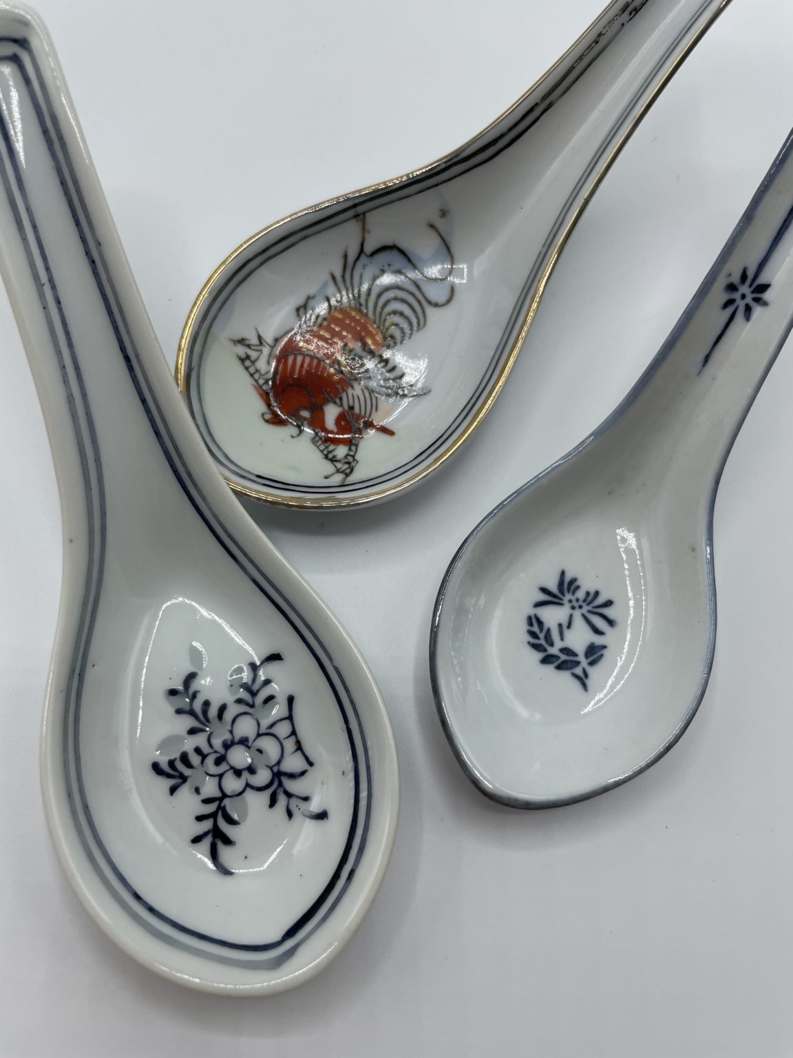 Lot De 5 Cuillères Yamazaki/Patric - Accent Doré - Petite Soupe/poisson - NOS Japon