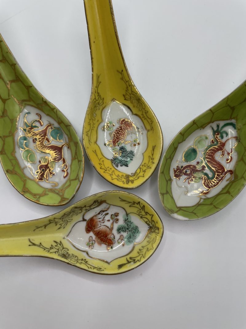 Lot de 4 cuillères à soupe chinoise jaunes – Image 2