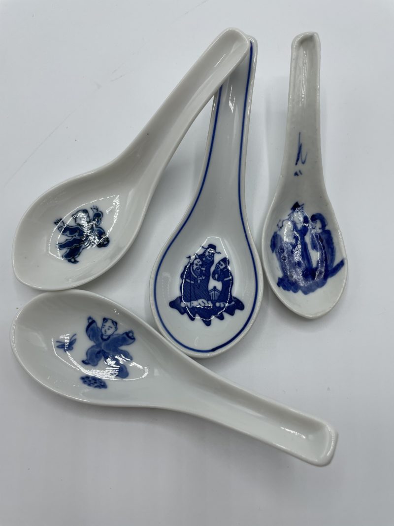 Lot de 4 cuillères à soupe chinoises bleues – Image 2