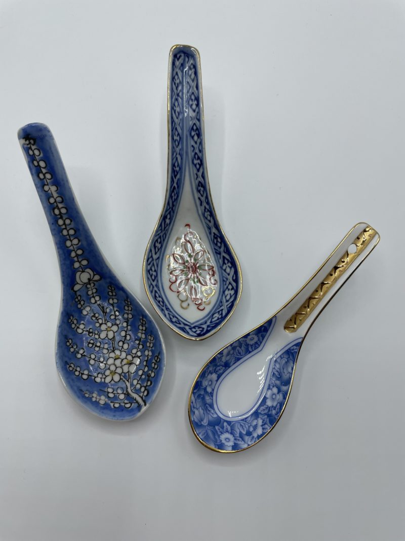 Lot de 3 cuillères à soupe chinoises  bleues – Image 2