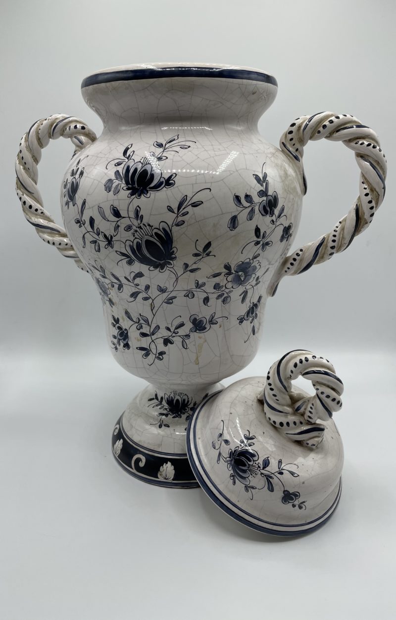 Vase émail fleurs bleues – Image 2