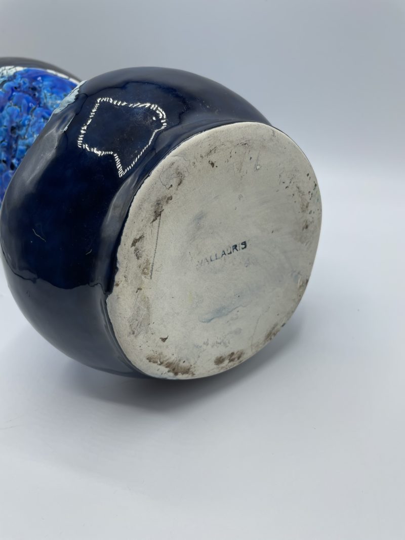 Vase et cruche bleus VALLAURIS – Image 4