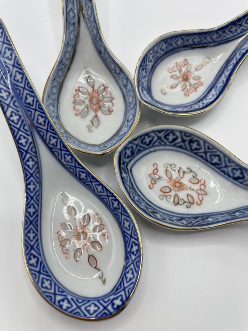 Lot de 4 cuillères à soupe chinoises grain de riz – Image 2