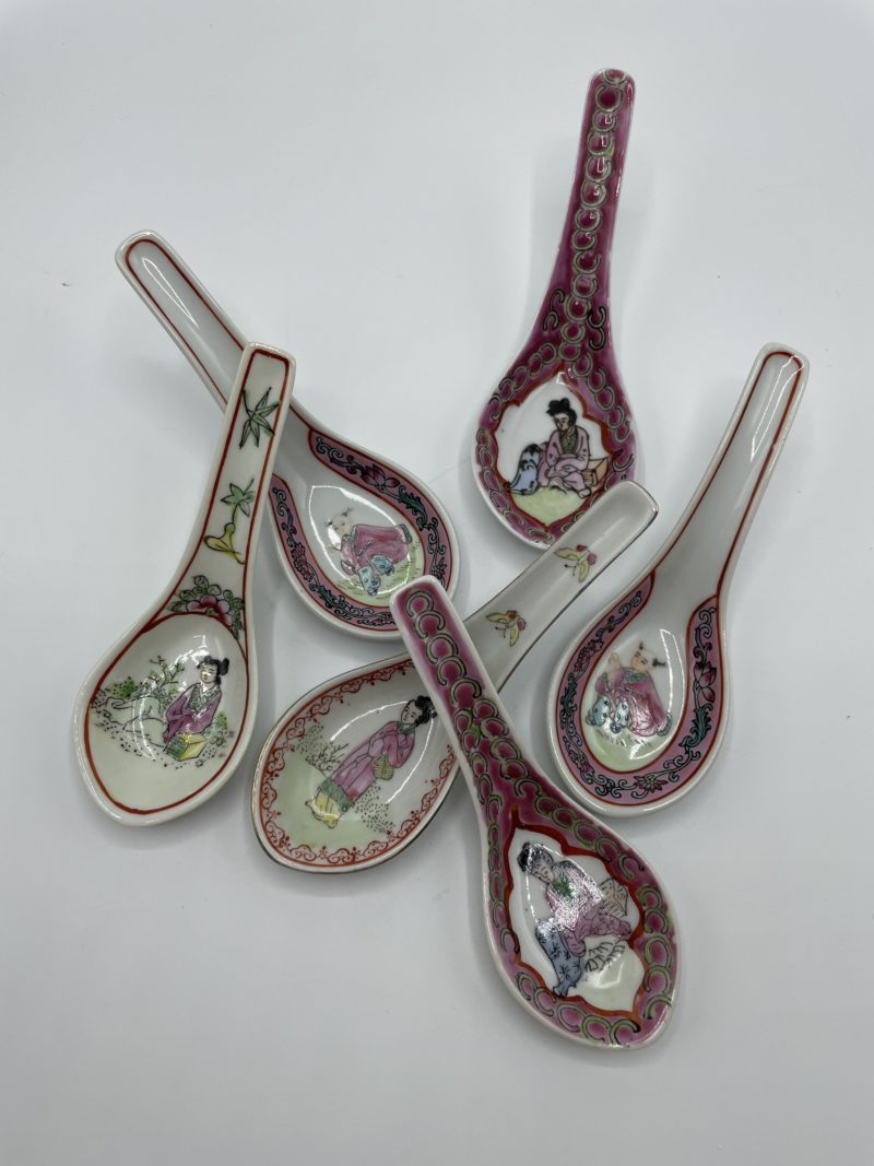 Lot de 6 cuillères à soupe chinoises rouges – Image 2
