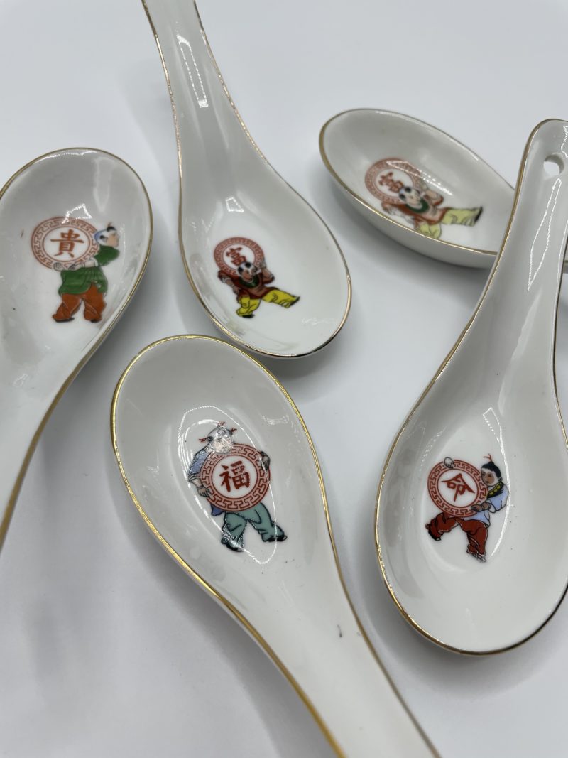 Lot de 5 cuillères à soupe chinoises enfants – Image 2