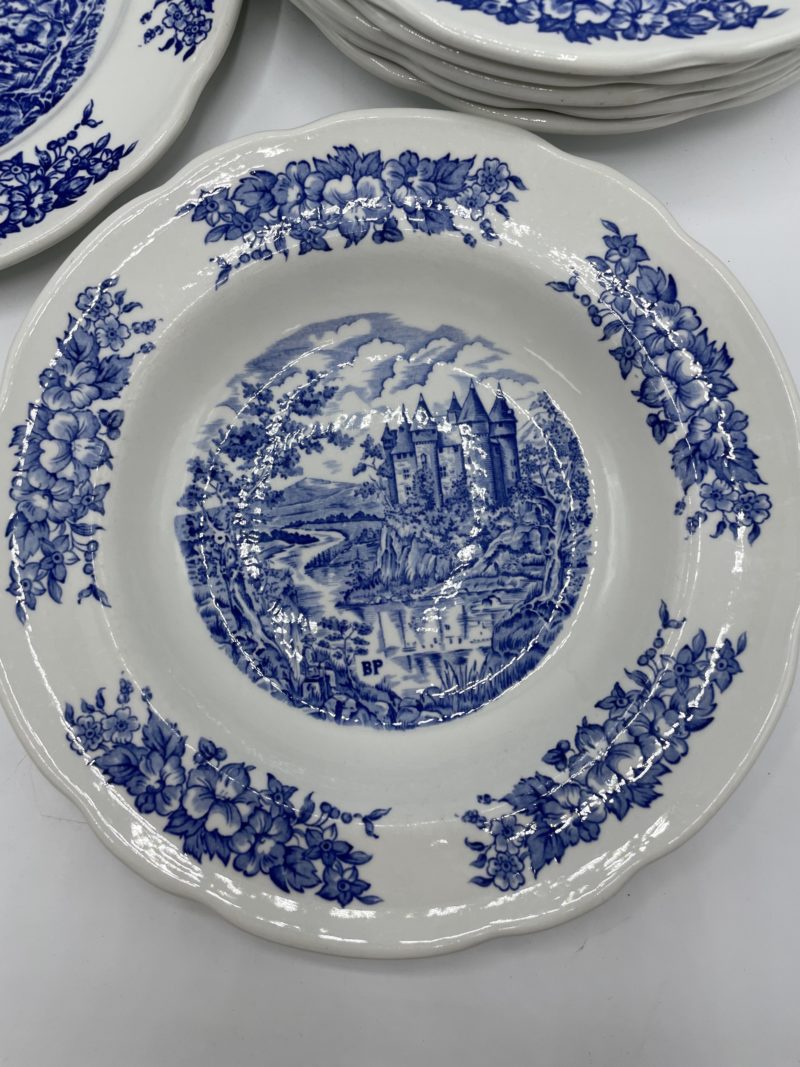 Service 8 assiettes porcelaine Pyroblan bleu – Image 3