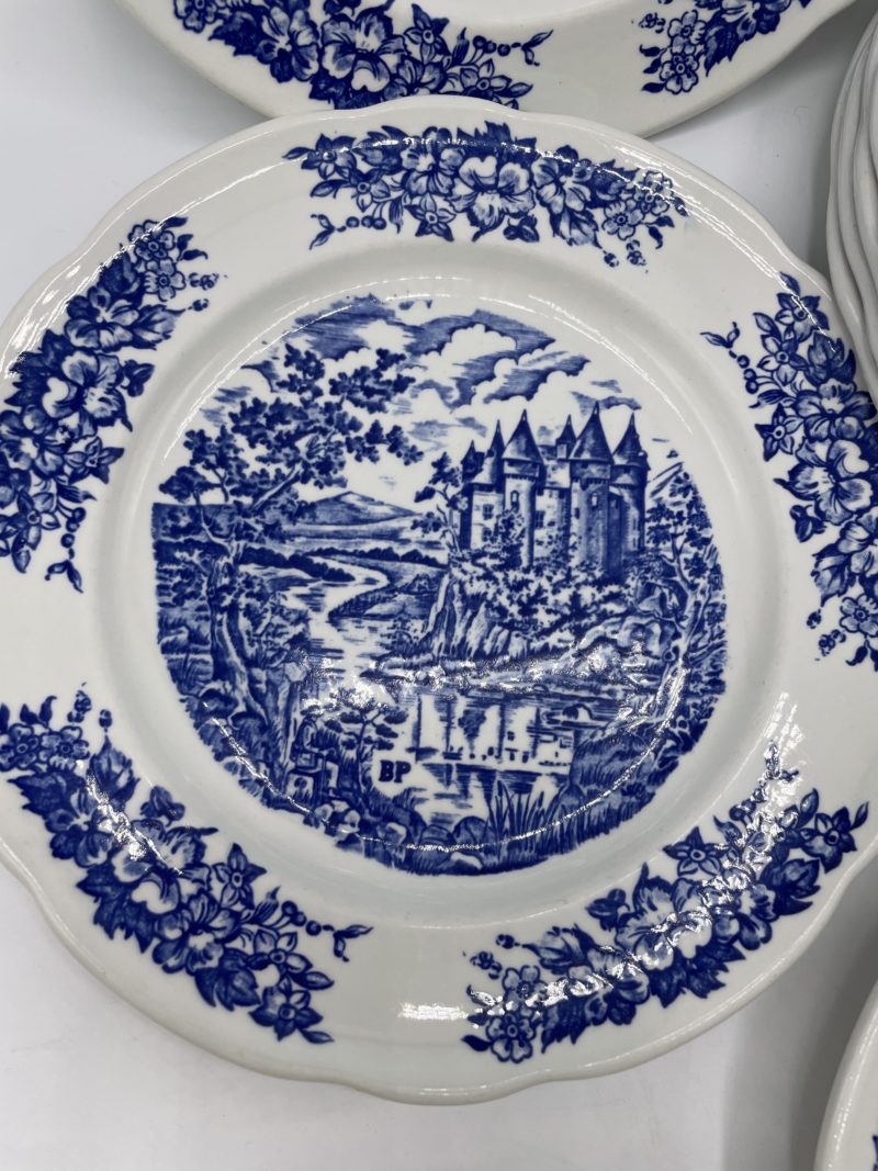 Service 8 assiettes porcelaine Pyroblan bleu – Image 4