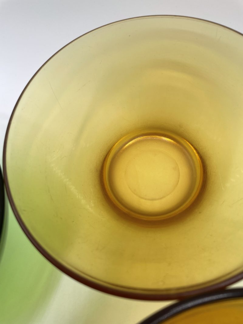 Bols petit déjeuner en verre vintage ocre et vert – Image 5