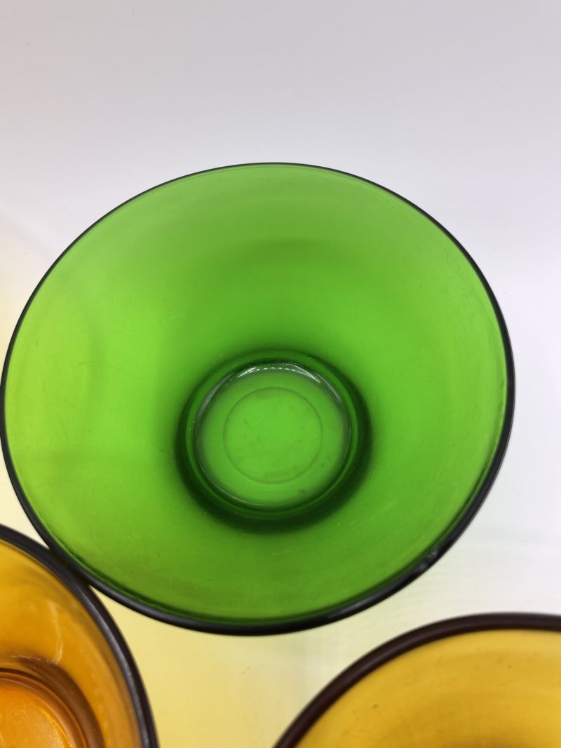 Bols petit déjeuner en verre vintage ocre et vert – Image 3