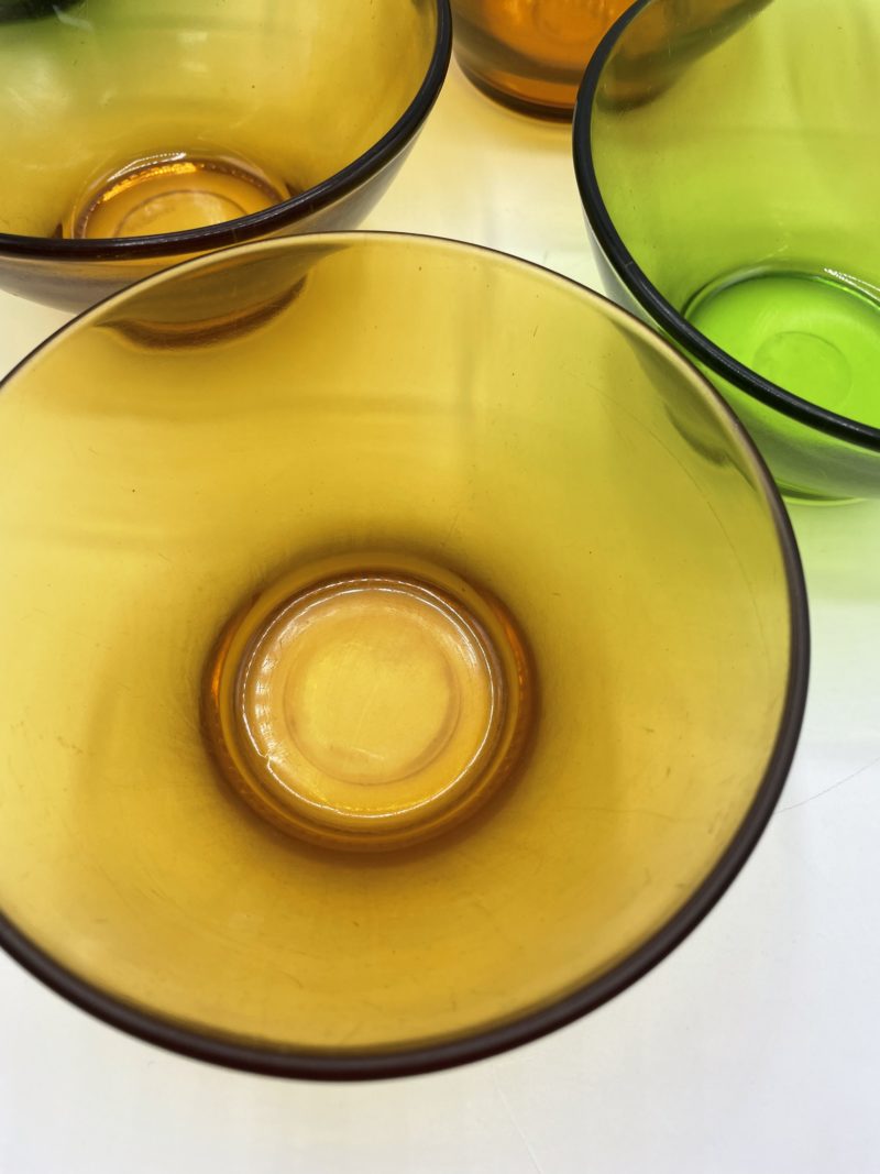 Bols petit déjeuner en verre vintage ocre et vert – Image 2