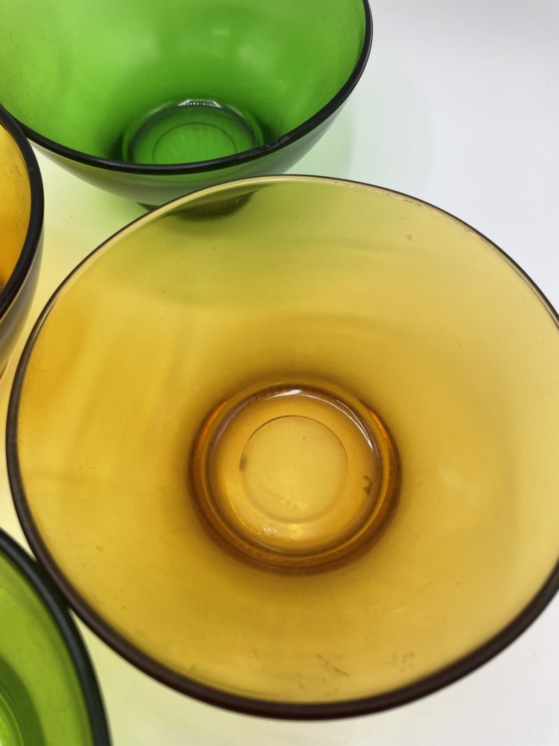 Bols petit déjeuner en verre vintage ocre et vert – Image 8