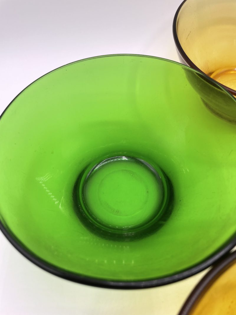 Bols petit déjeuner en verre vintage ocre et vert – Image 9