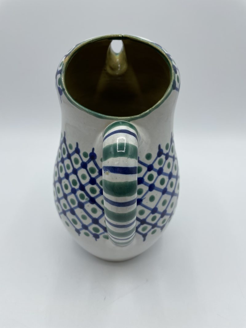 Broc oriental marocain céramique bleu blanc et vert – Image 4