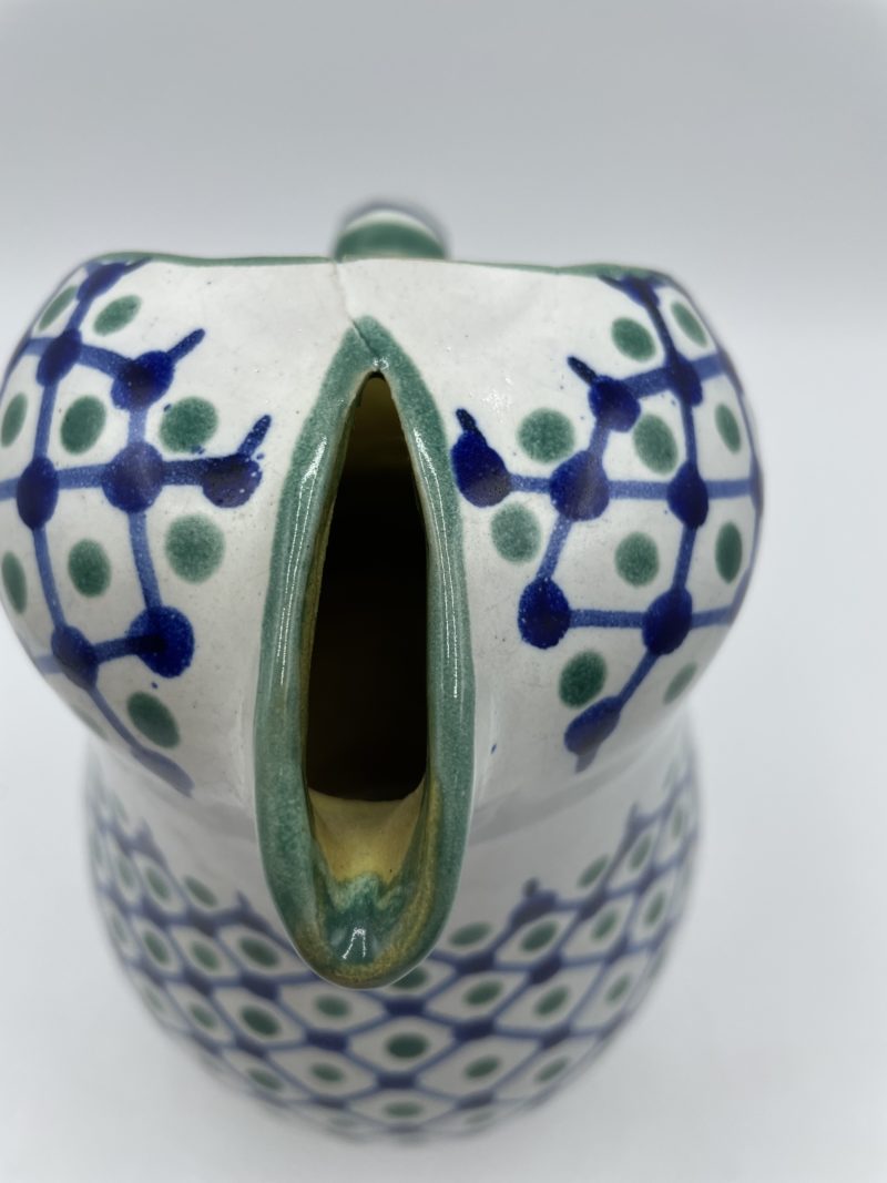 Broc oriental marocain céramique bleu blanc et vert – Image 2