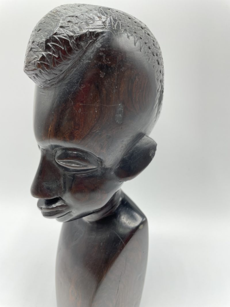Sculpture buste d'homme en ébène – Image 2