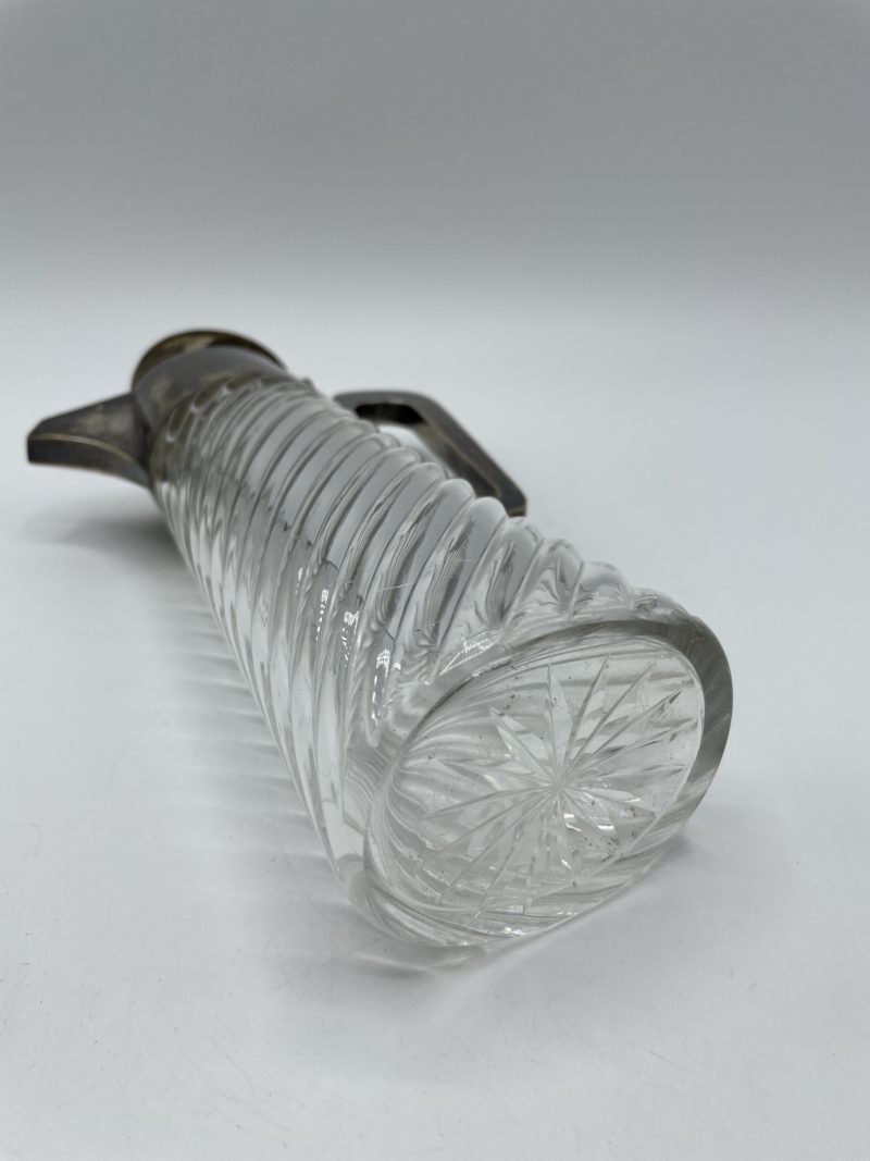 Carafe verseuse en cristal de plomb poli et monture en métal plaqué argent – Image 5