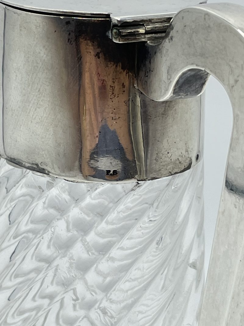 Carafe verseuse en cristal de plomb poli et monture en métal plaqué argent – Image 4