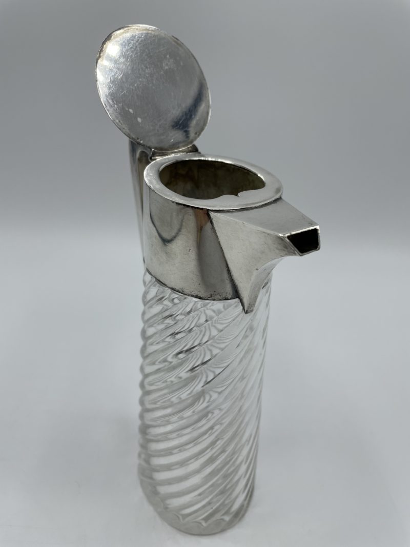 Carafe verseuse en cristal de plomb poli et monture en métal plaqué argent – Image 3