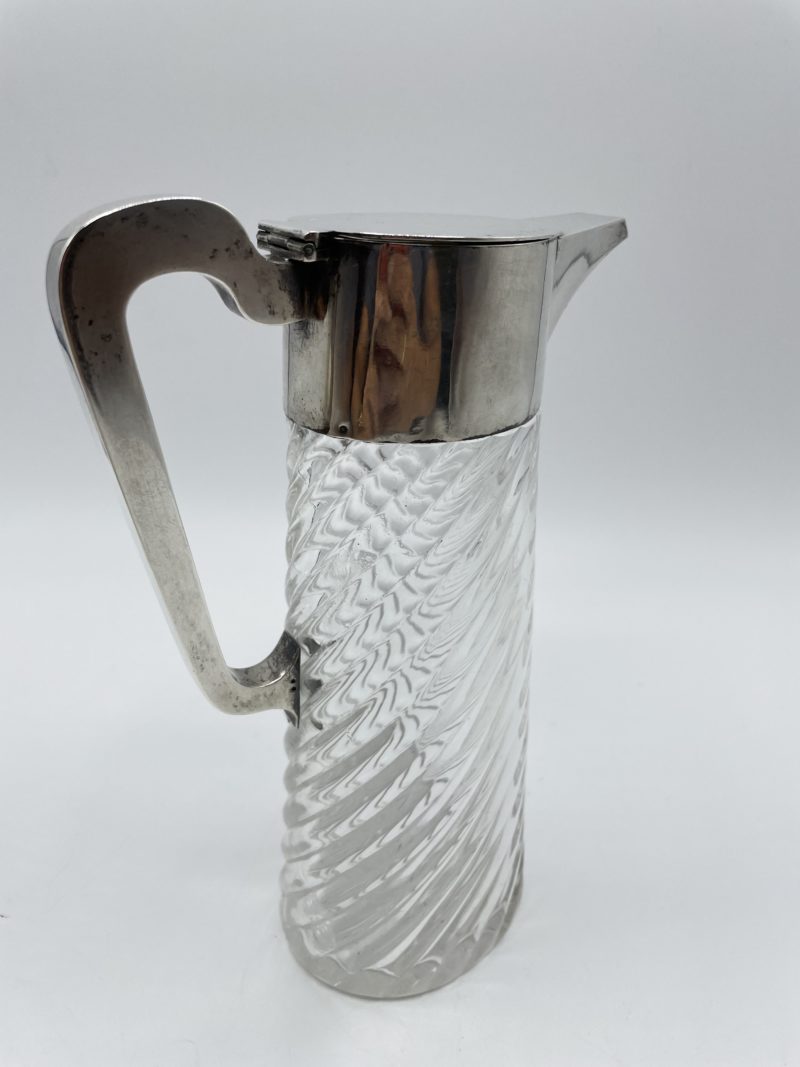 Carafe verseuse en cristal de plomb poli et monture en métal plaqué argent – Image 2