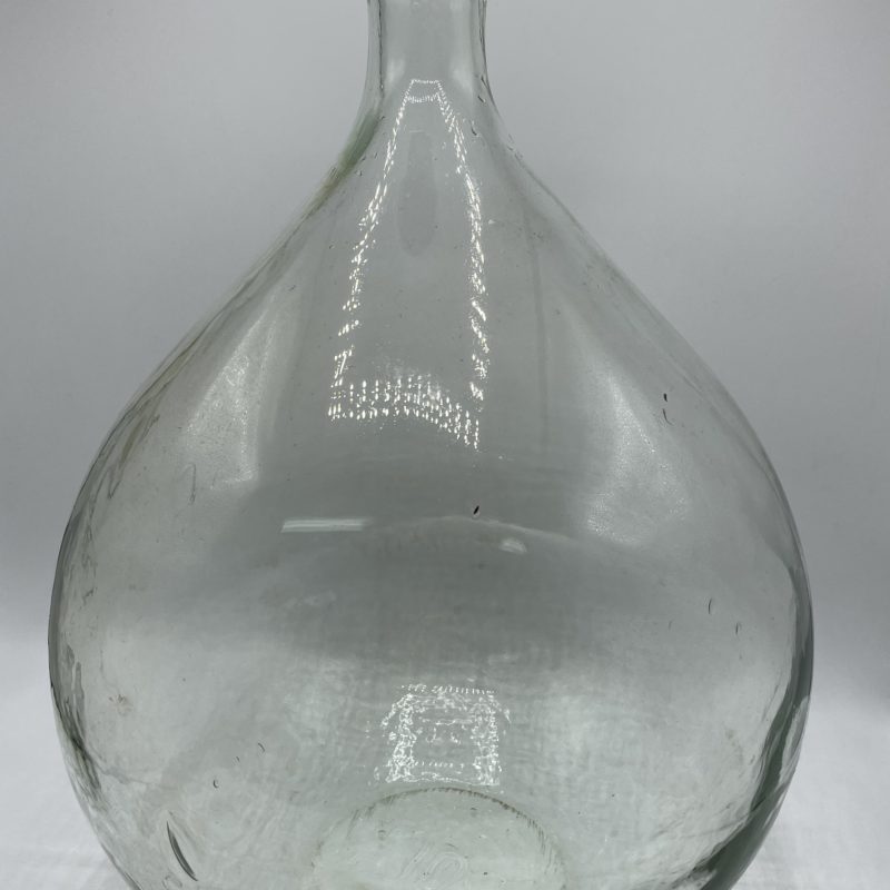 Dame Jeanne ancienne, bonbonne 10 L verre soufflé transparent