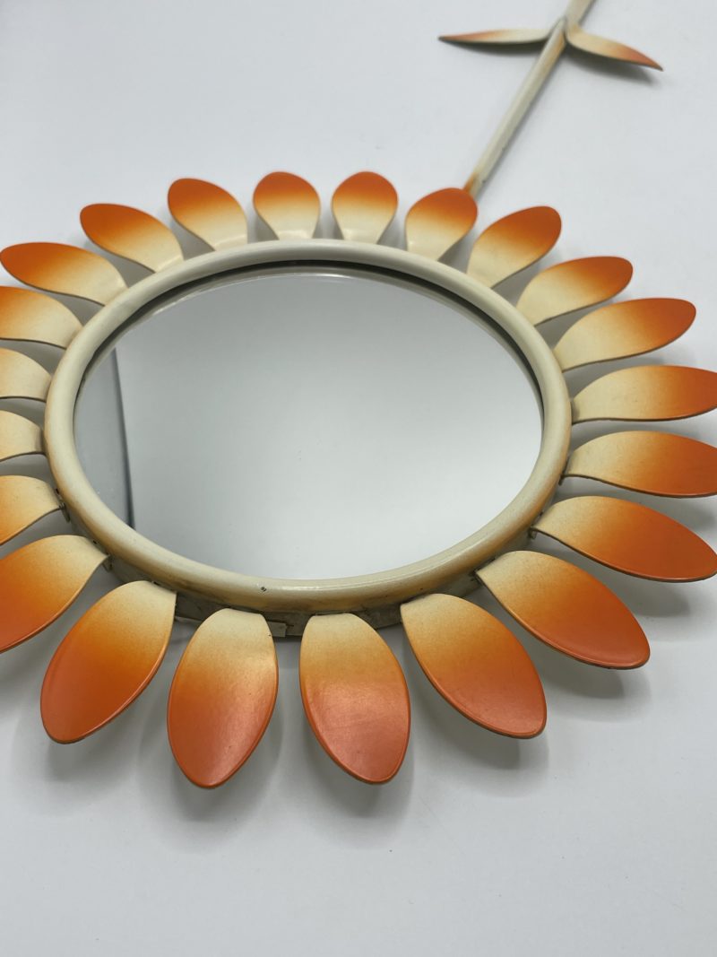 Miroir fleur vintage pop orange – Image 3