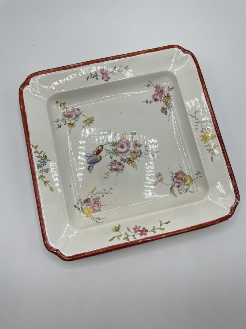 plat carre faience grigny vintage