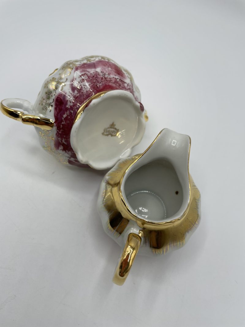 Service à café porcelaine de Bavière rose et or – Image 6