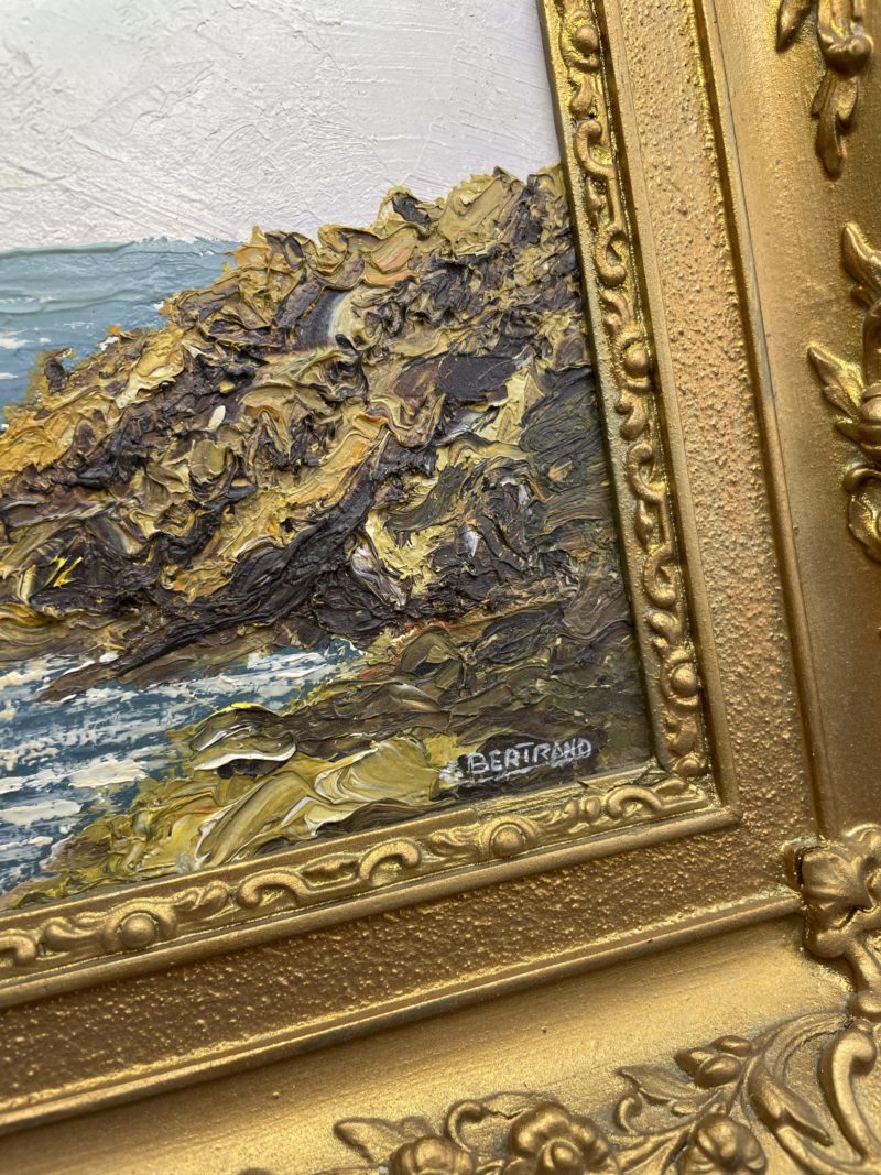 Tableau de paysage de bord de mer huile sur bois – Image 2