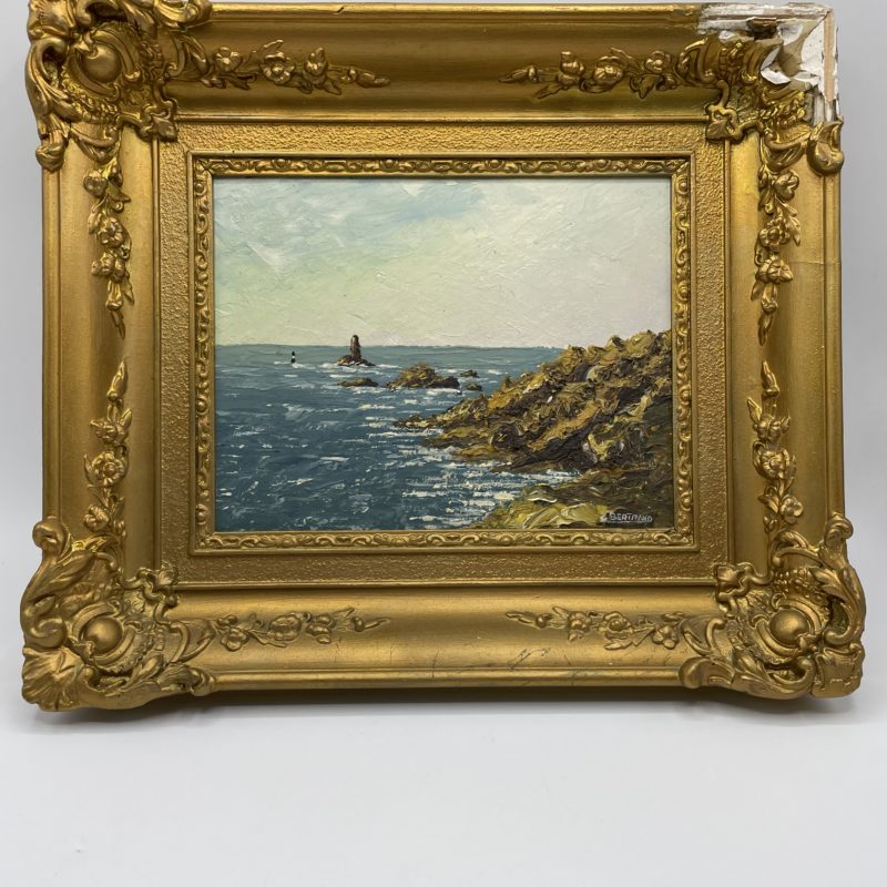 tableau peinture huile bois mer paysage bretagne