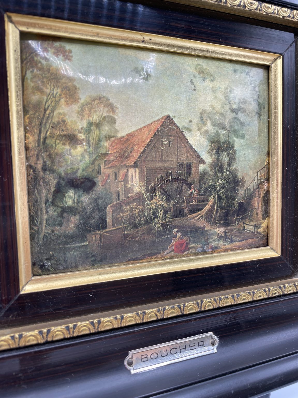 Tableau émaux HELCA Martelé Main Paysage - Occasion Bon état, Cadre 16x14 Cm