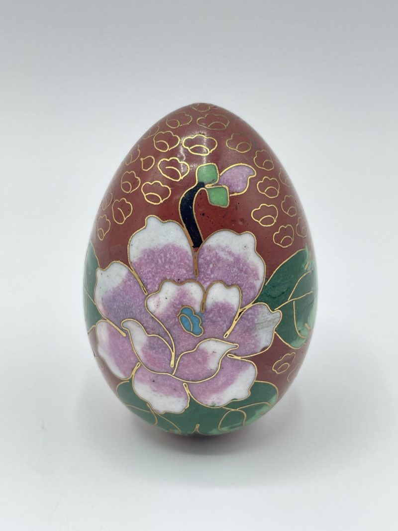 oeuf chinois email cloisonne rouge