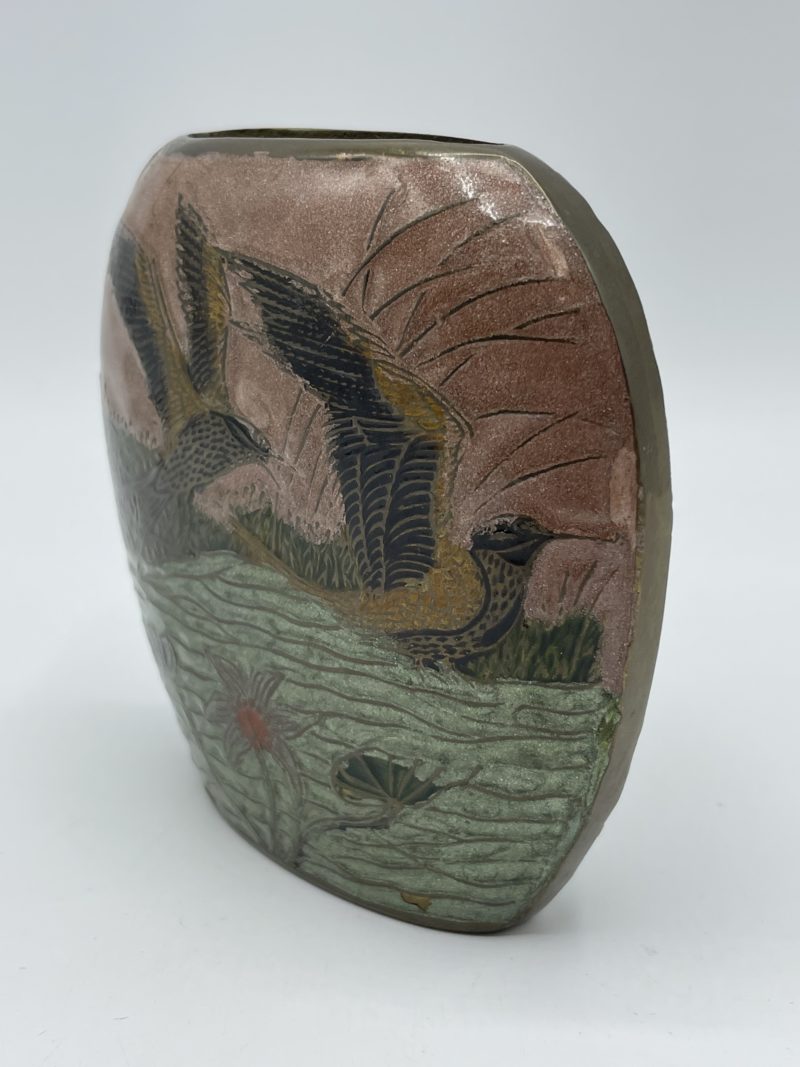 Petit vase en laiton déco émaillé vintage – Image 2