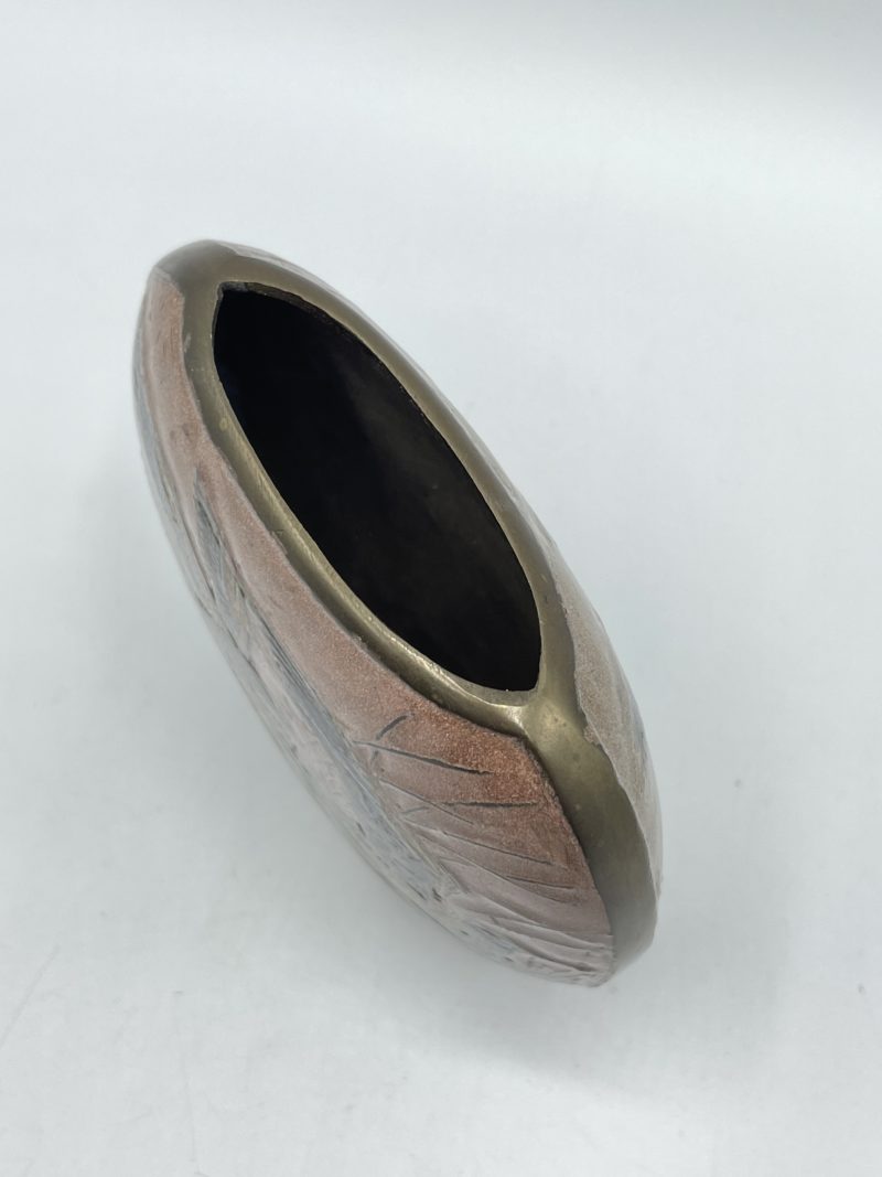 Petit vase en laiton déco émaillé vintage – Image 4