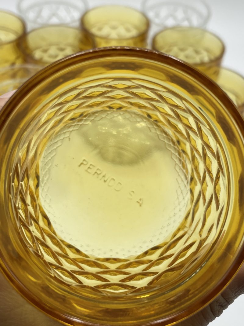 Lot verres vintage dépareillés ambrés et transparent – Image 5