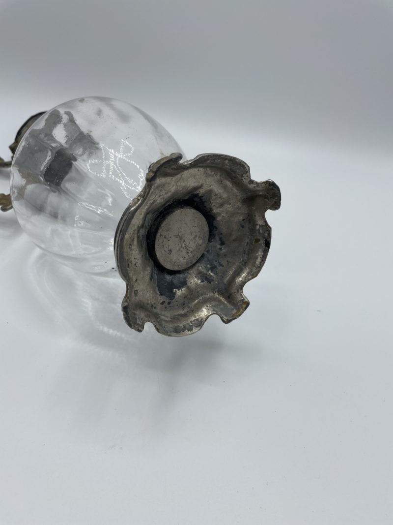 Aiguière carafe à vin vintage verre et métal argenté – Image 4