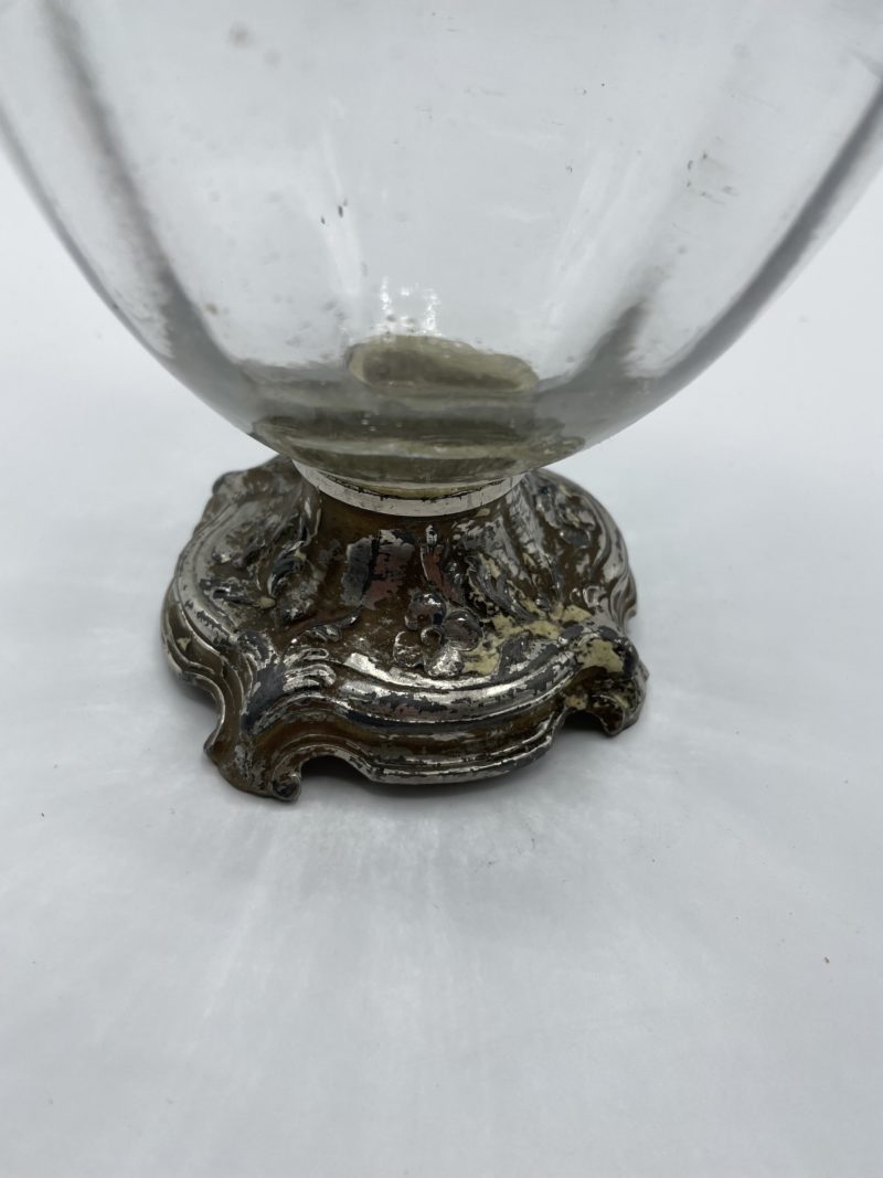 Aiguière carafe à vin vintage verre et métal argenté – Image 6