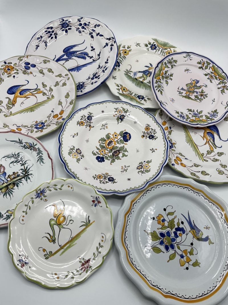 assiettes depareillees intage faience moustiers ceramique