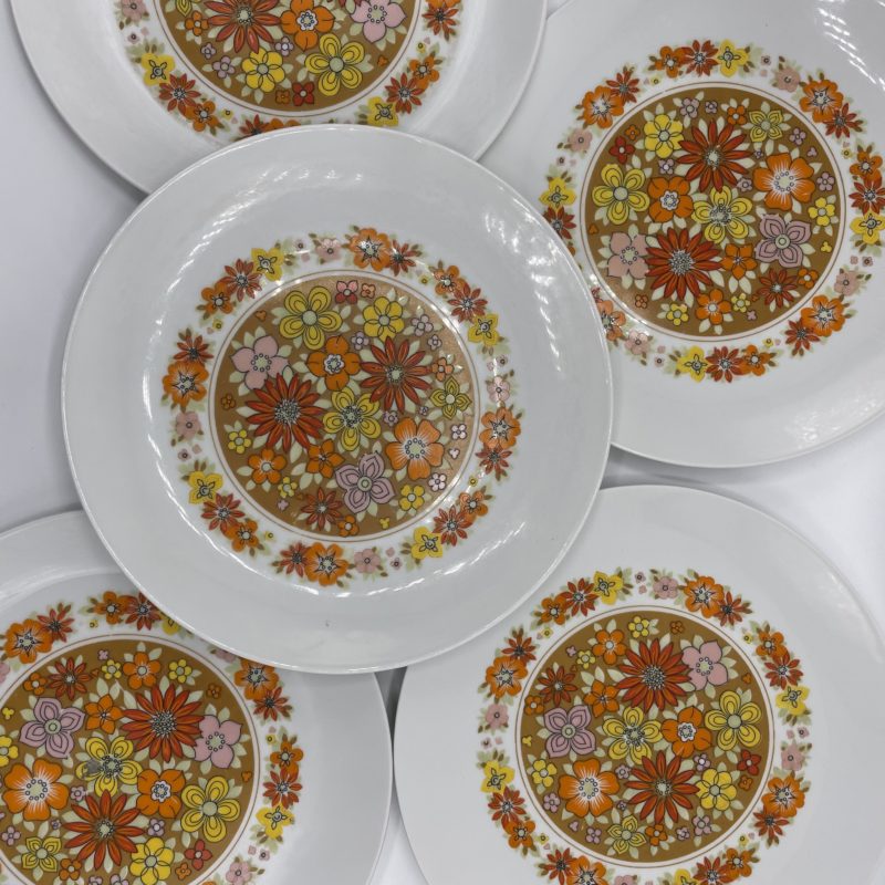 assiette vintage fleur orange pop hippie