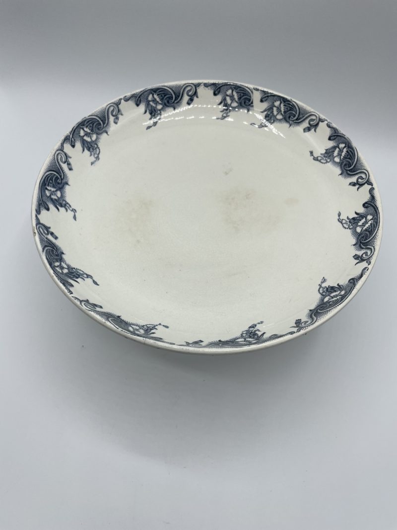 Compotier vintage ou serviteur à pied faïence Pernelle bleu – Image 4