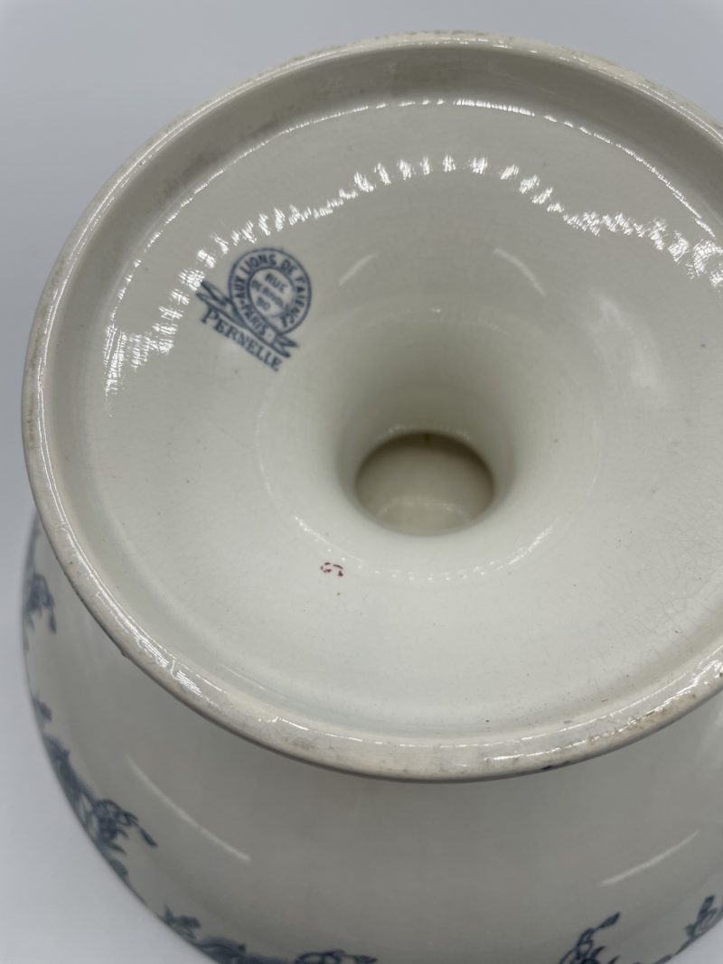 Compotier vintage ou serviteur à pied faïence Pernelle bleu – Image 5