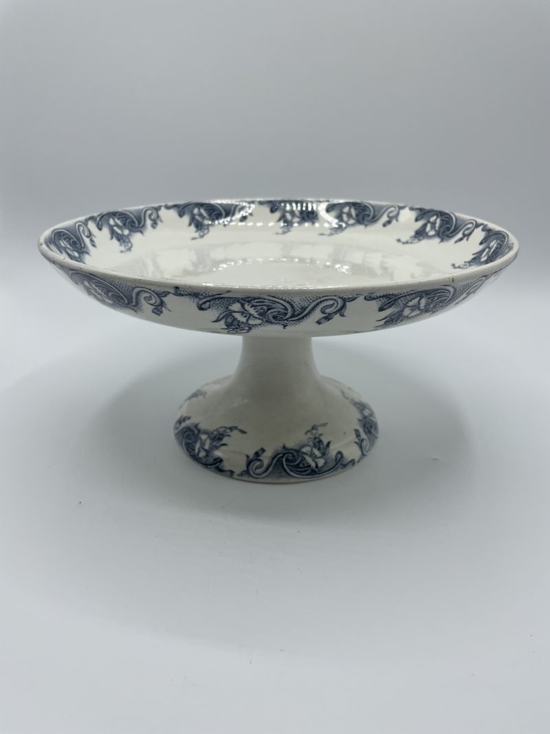 compotier vintage faience pernelle blanc bleu