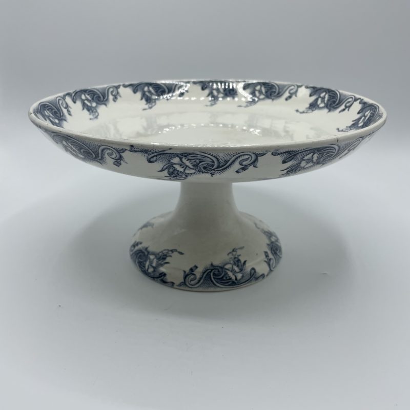 compotier vintage faience pernelle blanc bleu