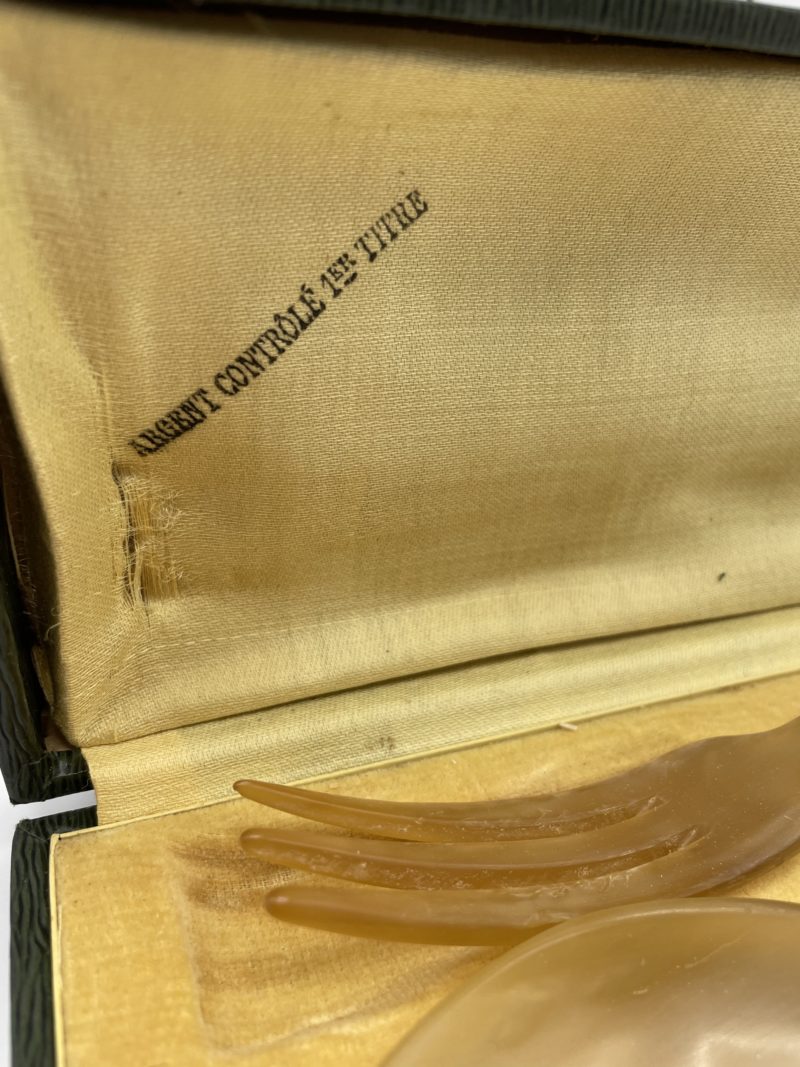 Couverts pour service à salade en argent et ivoire vintage – Image 8