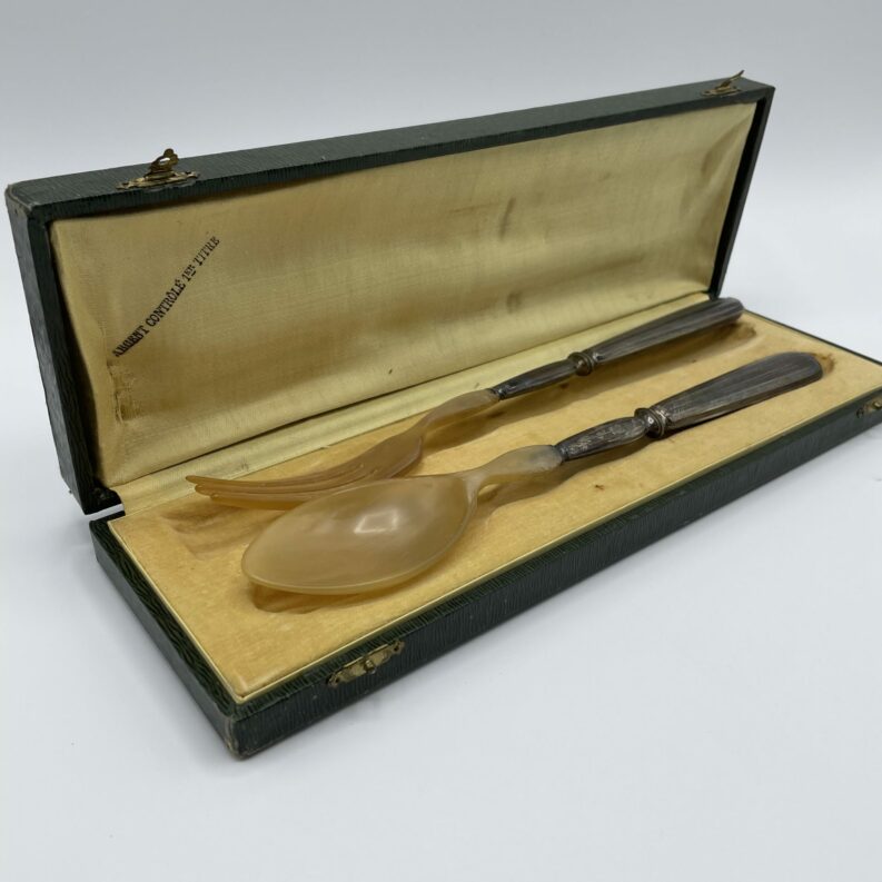 couvert salade vintage ancien argent argenterie ivoire