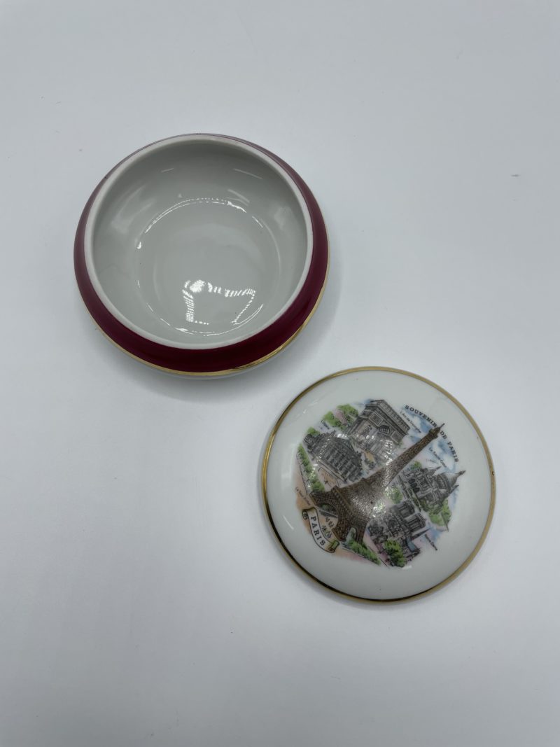 Petite boîte ronde en porcelaine de Limoges Paris or véritable – Image 4