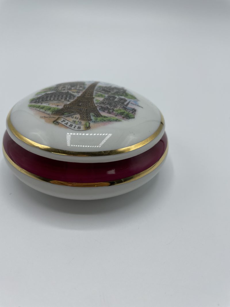 Petite boîte ronde en porcelaine de Limoges Paris or véritable – Image 2