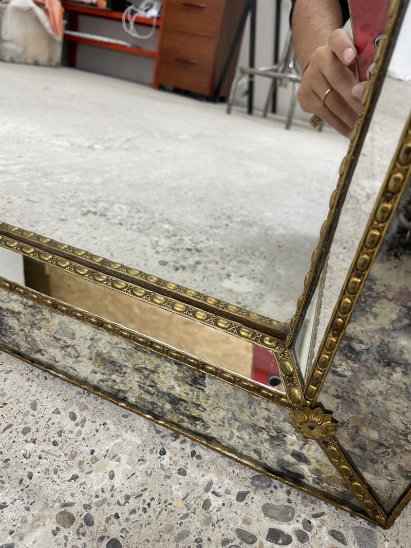 Grand miroir vintage à facettes à mosaïque nuage – Image 5