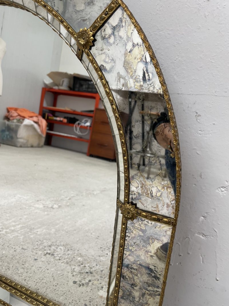 Grand miroir vintage à facettes à mosaïque nuage – Image 4