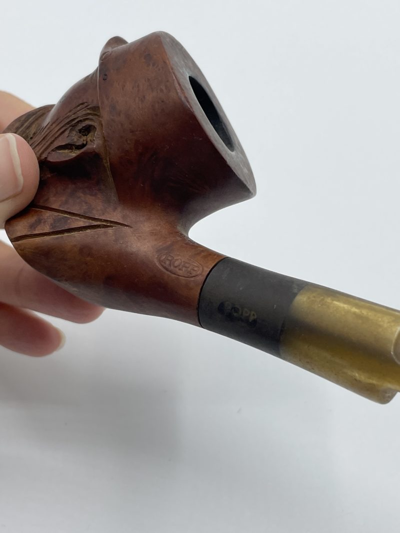 Pipe ancienne vintage en bois de bruyère sculptée militaire ROPP – Image 3