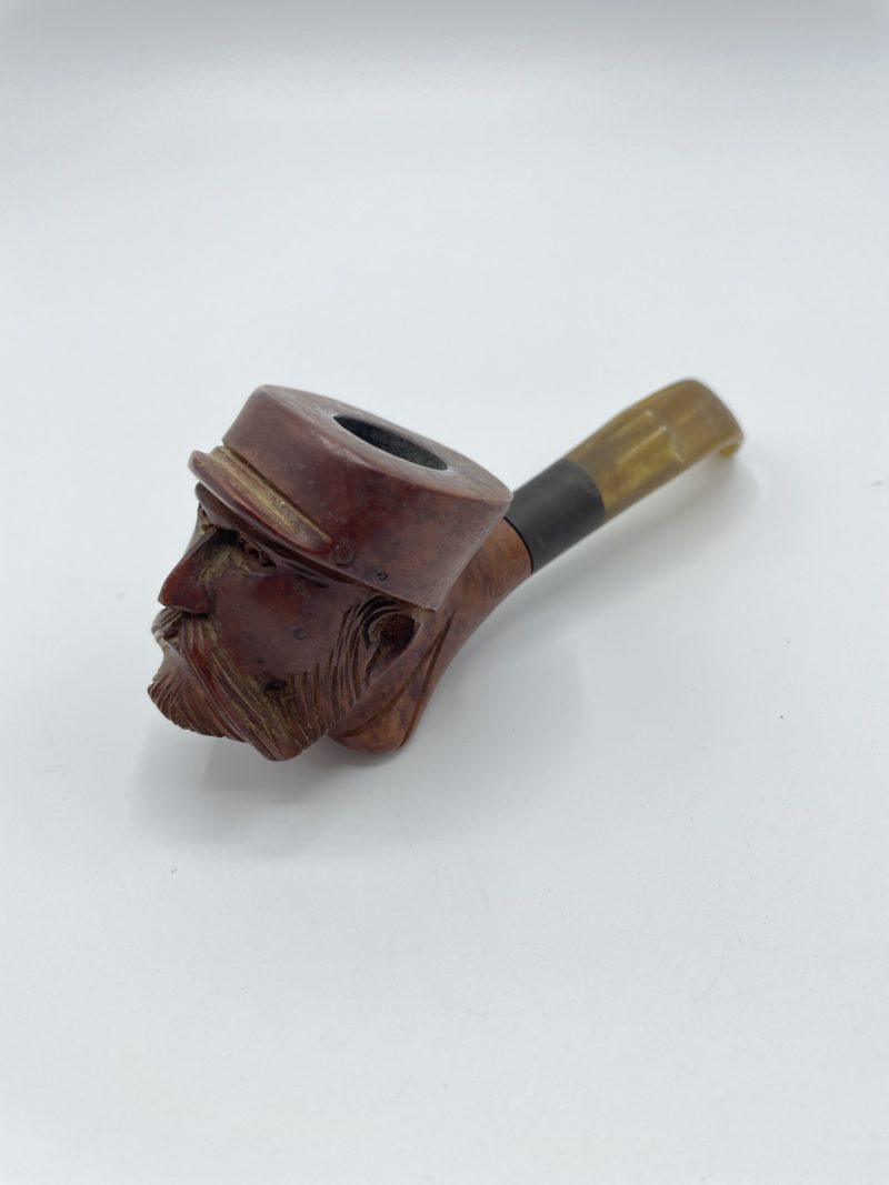 Pipe ancienne vintage en bois de bruyère sculptée militaire ROPP – Image 4